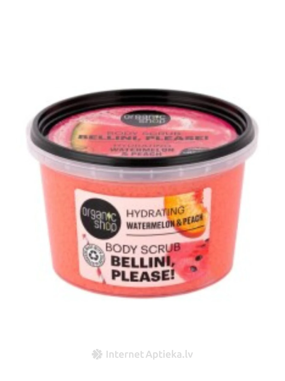 ORGANIC SHOP Bellini, Please! kūno šveitiklis arbūzas ir persikas, 250 ml | internetaptieka.lv