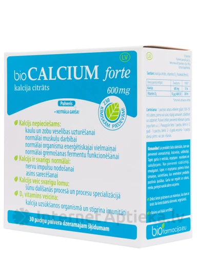 Bio Calcium Forte 600 mg pulveris, 30 paciņas | internetaptieka.lv