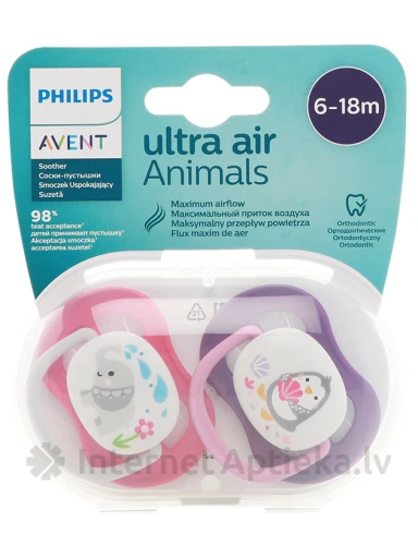 Соска Philips Avent Ultra Air, для мальчиков 6-18 М, 2 шт. | internetaptieka.lv