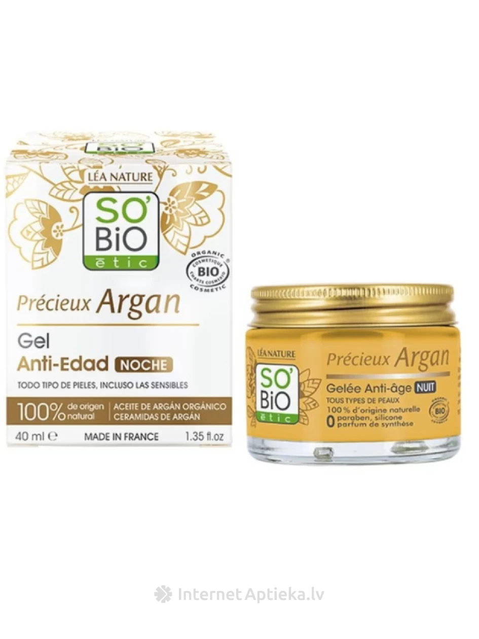 So Bio Argan Anti-Aging Night Gel vananemisvastane öine geel-kreem, 40 ml | internetaptieka.lv