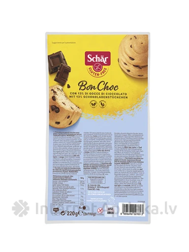 Schär Bon Choc bezglutēna maizes rullīši ar šokolādes gabaliņiem, 220 g | internetaptieka.lv