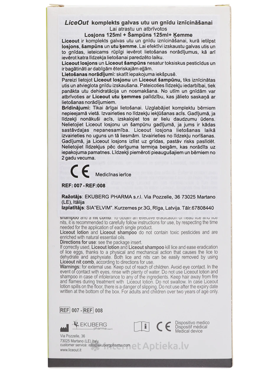 LiceOut pretutu komplekts (losjons + šampūns + ķemme), 1 gb. | internetaptieka.lv