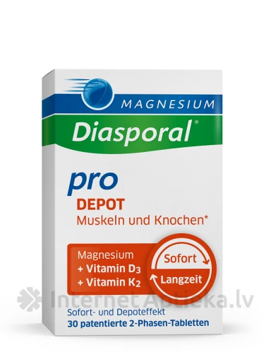MAGNESIUM Diasporal® pro DEPOT muskuļiem un kauliem, 30 tabletes | internetaptieka.lv