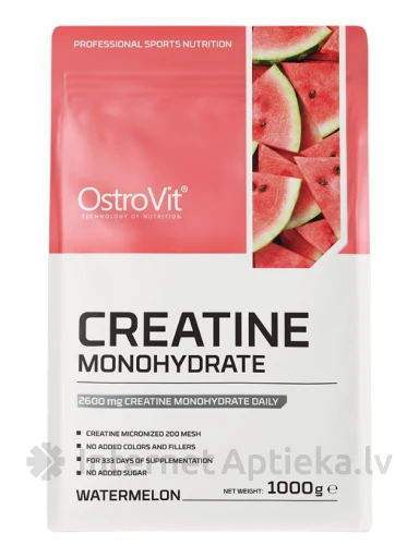 OstroVit 100% Creatine Monohydrate Watermelon Pulveris, 1000 g | internetaptieka.lv