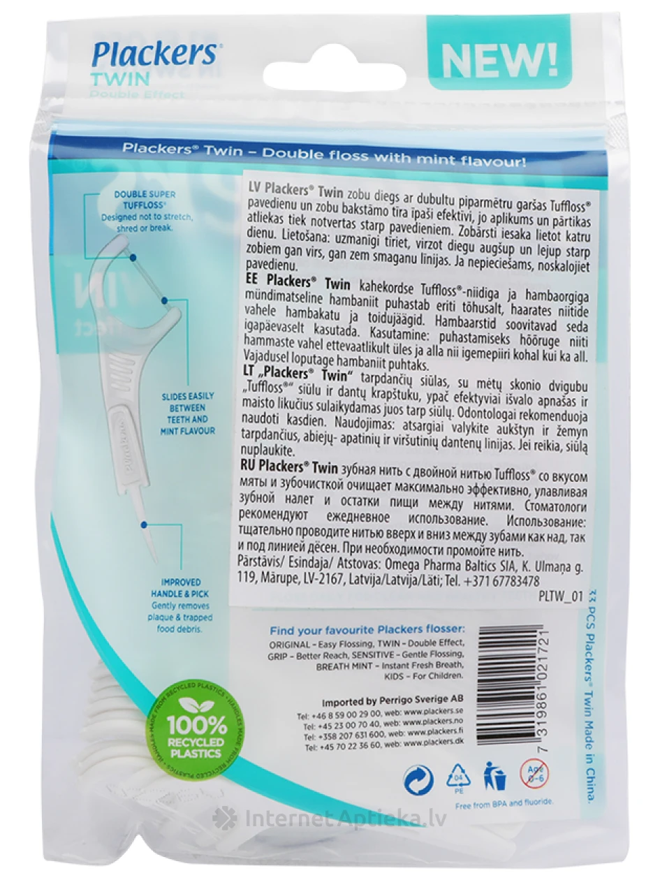 Hambaniit Plackers Twin, 33 tk. | internetaptieka.lv