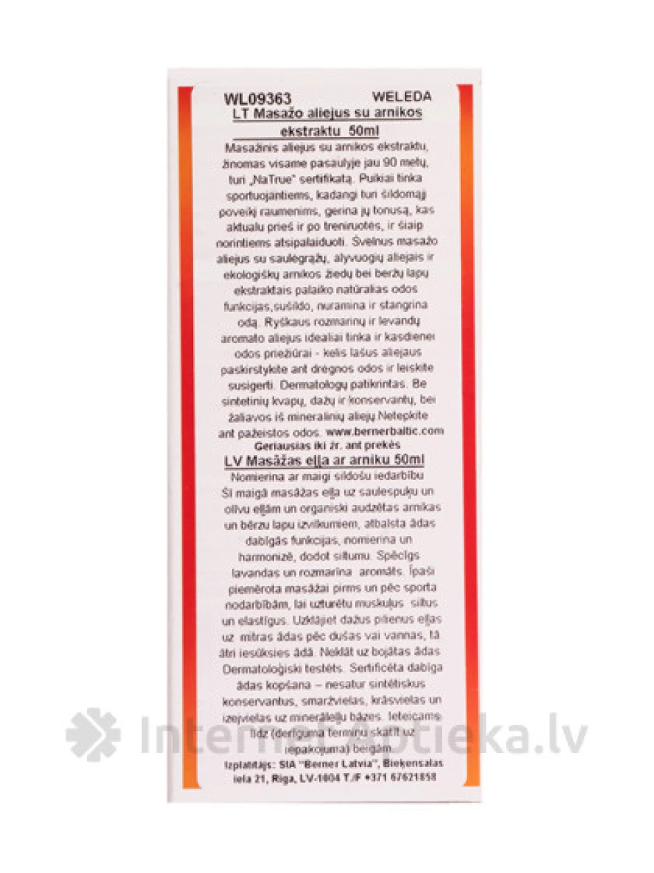 Weleda Masāžas eļļa ar arniku, 50 ml | internetaptieka.lv