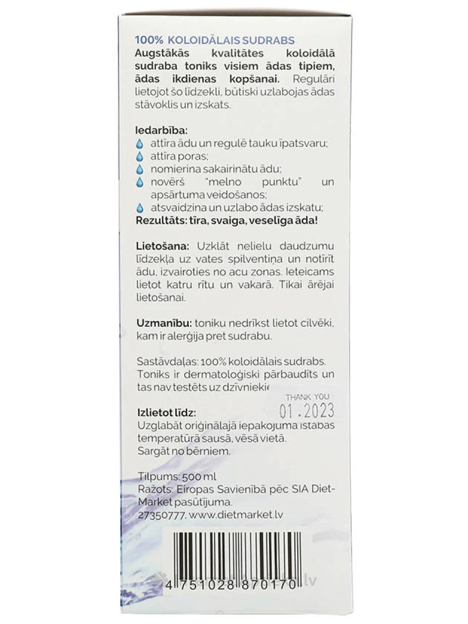 Коллоидный серебряный тоник, 500 мл | internetaptieka.lv