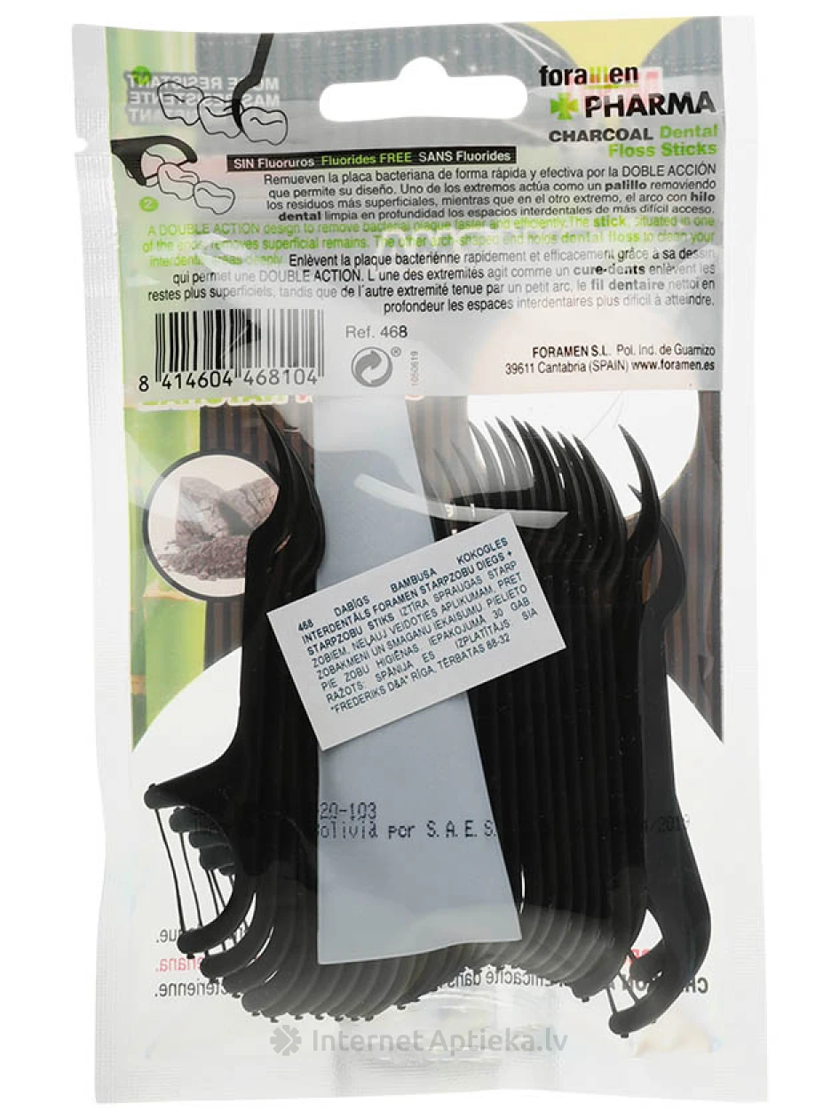 Foramen zobu diegs Pharma Natural bamboo ar aktīvo ogli, 30 gb. | internetaptieka.lv