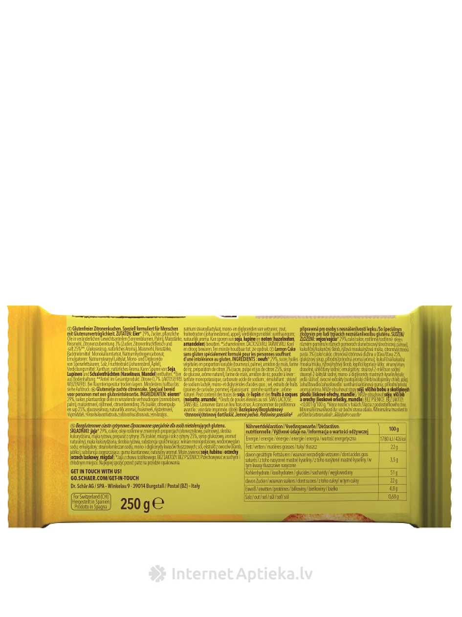 Schär Lemon Cake лимонный торт без глютена, 250 г | internetaptieka.lv