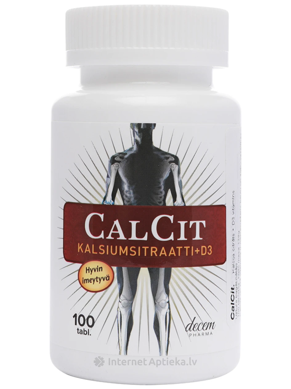 CalCit kaltsiumtsitraat, 100 tabletti | internetaptieka.lv