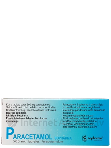 Paracetamols Sopharma, 500mg, 20 tabletes | internetaptieka.lv