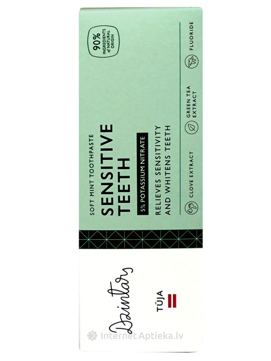 Dzintars Zobu pasta jutīgiem zobiem Tūja, 75 ml | internetaptieka.lv