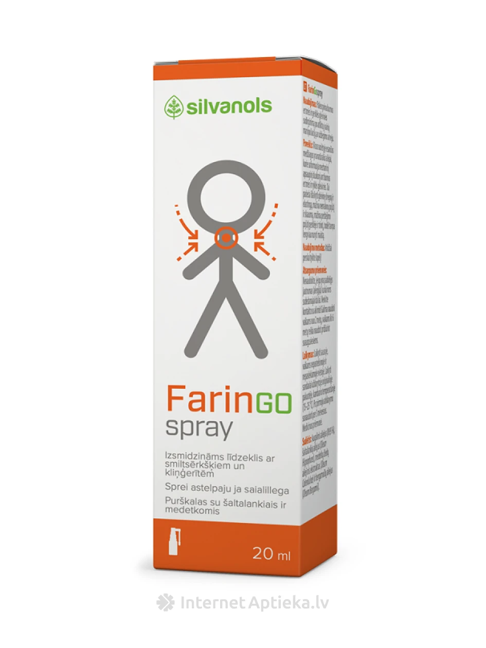 Silvanols FarinGospray ar smiltsērkšķi un kliņģerīti, 20 ml | internetaptieka.lv