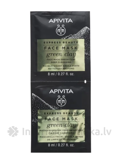 APIVITA EXPRESS giliai valanti veido kaukė su žaliąja moliu, 2 x 8 ml | internetaptieka.lv