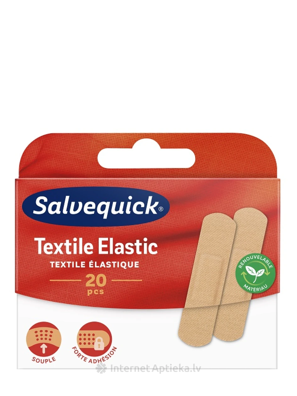 Salvequick Textile Elastic комплект пластырей, 20 шт. | internetaptieka.lv