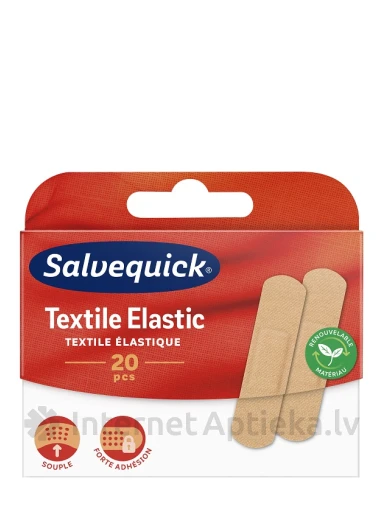 Salvequick Textile Elastic plāksteru komplekts, 20 gb. | internetaptieka.lv