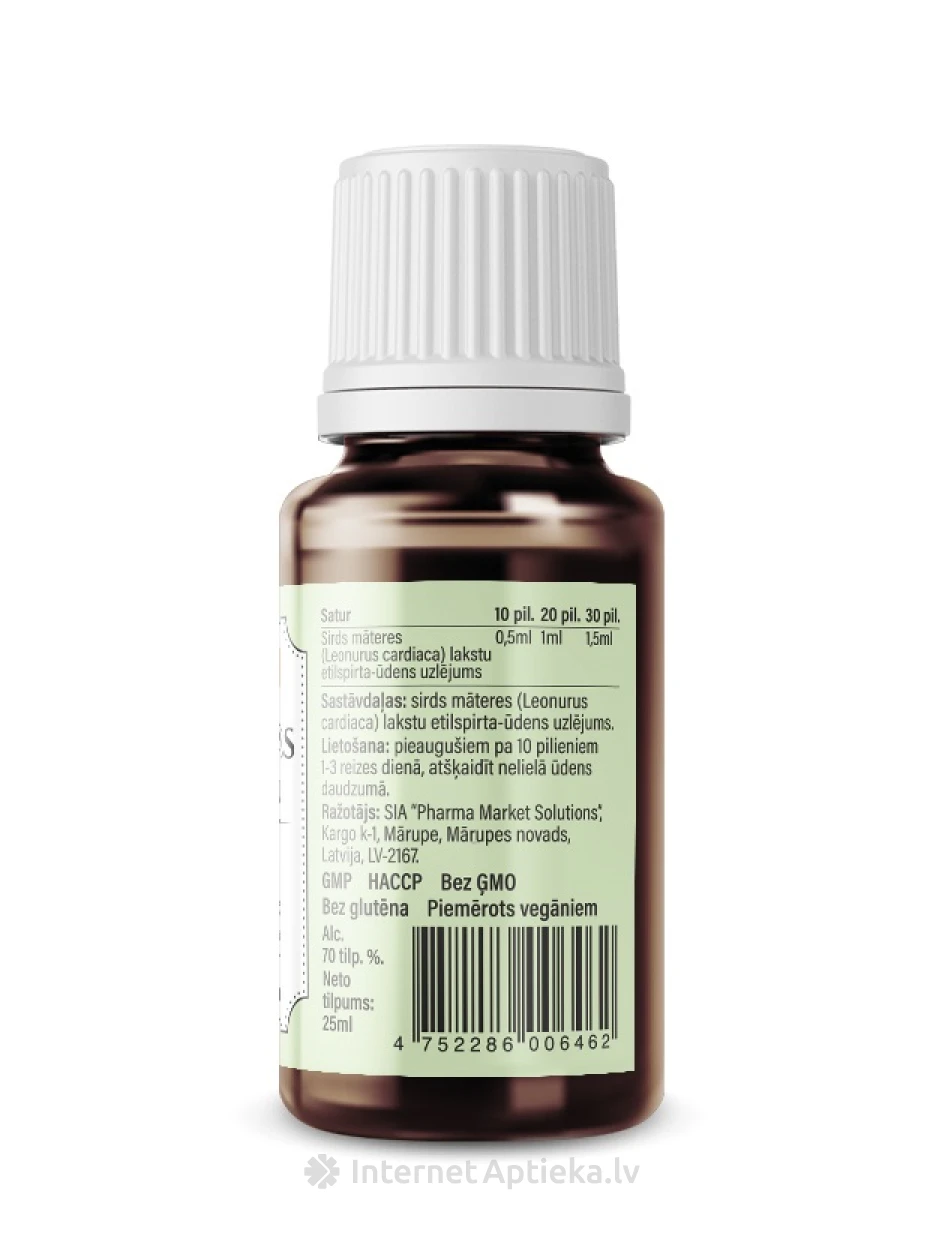Südameemaõli ürt suukaudne lahus alkoholisisaldus 70%, 25 ml | internetaptieka.lv