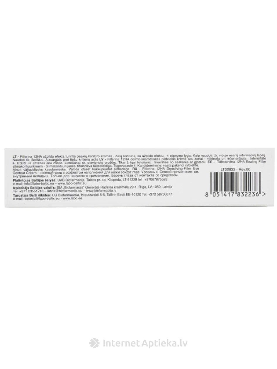 FILLERINA 12 HA krēms acu zonai Intensitāte 4, 15 ml | internetaptieka.lv