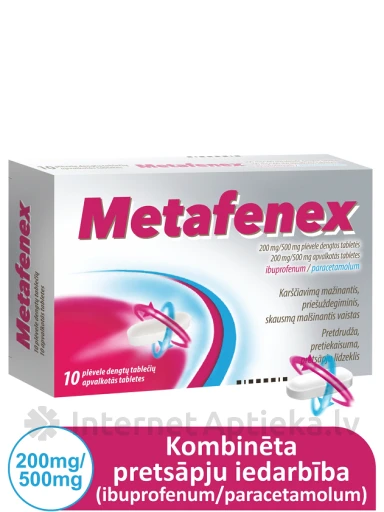Metafenex 200 mg/500 mg таблетки, 10 таблеток | internetaptieka.lv