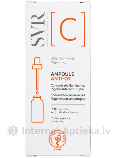 SVR [C] AMPOULE ANTI-OX kontsentreeritud helendav seerum C-vitamiiniga, 30 ml | internetaptieka.lv