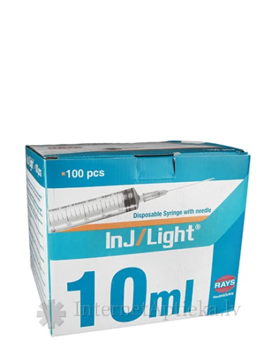 Rays Šļirce 10 ml, 21 g, ar adatu 0.8 x 38 mm, 100 gb. | internetaptieka.lv