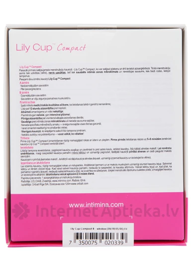 Intimina Lily Cup Compact menstruālā piltuvīte, B izmērs, 1 gb. | internetaptieka.lv