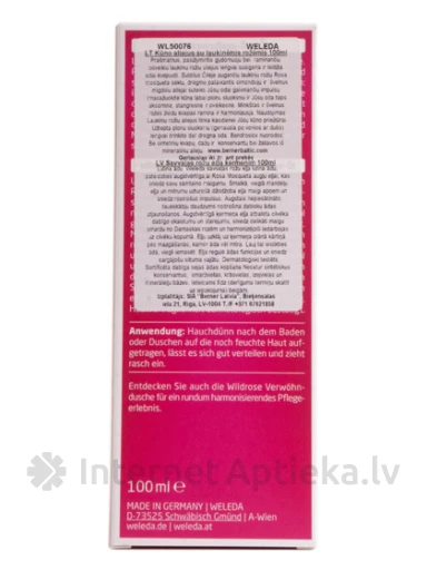 Weleda Savvaļas roze masāžas eļļa ar pumpīti, 100 ml | internetaptieka.lv