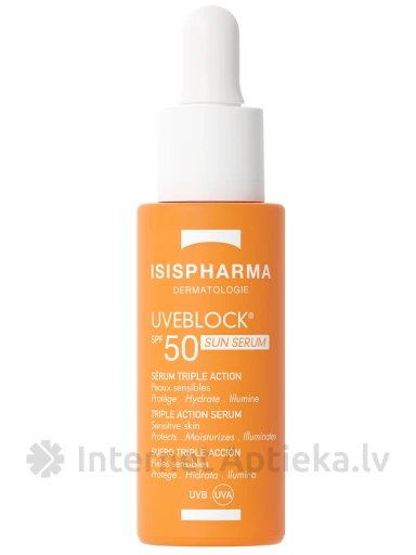 ISISPHARMA UVEBLOCK SPF50 Sun Kolmekordse toimega seerum päikesekaitseks, 28 ml | internetaptieka.lv
