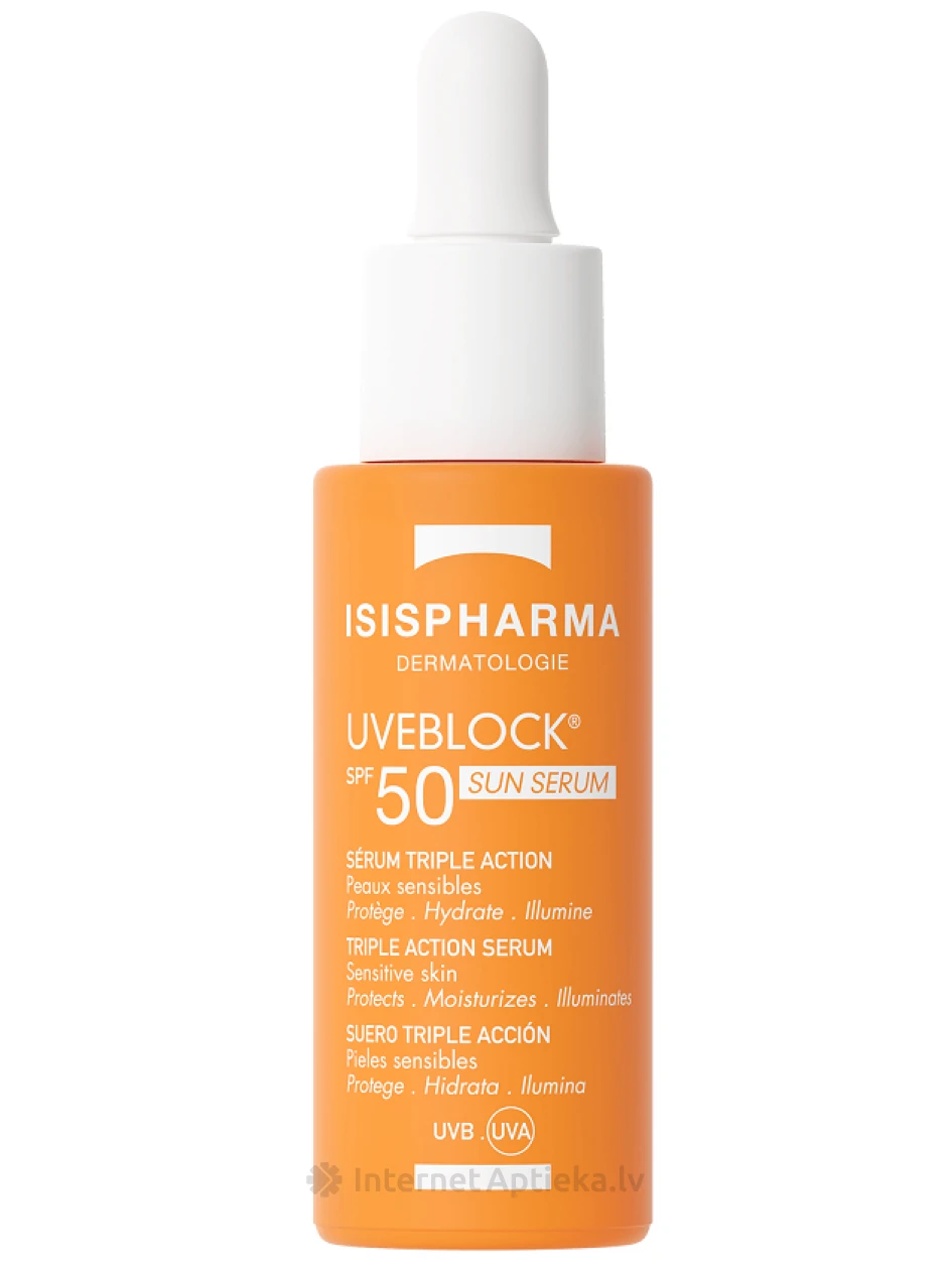 ISISPHARMA UVEBLOCK SPF50 Sun Kolmekordse toimega seerum päikesekaitseks, 28 ml | internetaptieka.lv