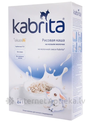 Kabrita Rīsu putra uz kazas piena pamata bērniem no 4 mēnešu vecuma, 180 g | internetaptieka.lv
