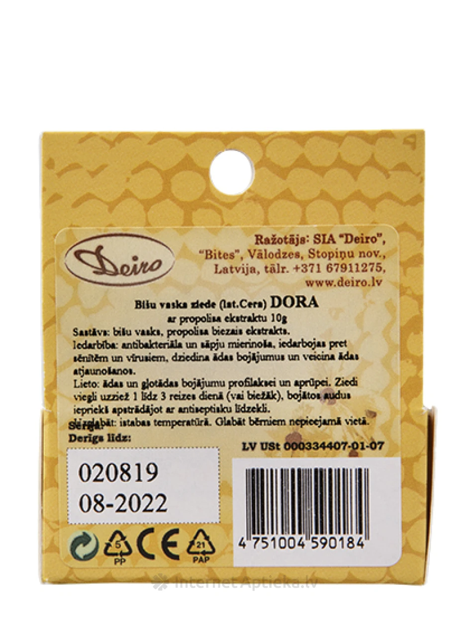 Mesilasvahasalv Deiro Dora taruvaiguga, 10 g | internetaptieka.lv