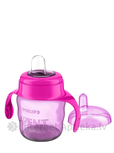 Philips Avent õppetass Easy Slip Pink silikoontilaga 6 kuud, 200 ml | internetaptieka.lv