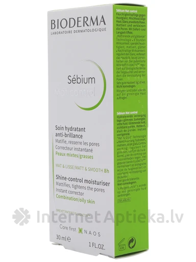 Bioderma Sébium Mat Control увлажняющий крем для комбинированной или жирной кожи, 30 мл | internetaptieka.lv