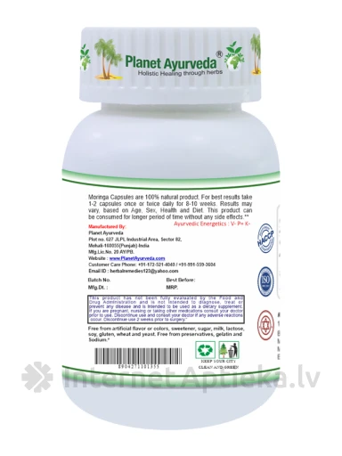 Planet Ayurveda® ar moringas lapu ekstraktu Organic, 60 kapsulas | internetaptieka.lv