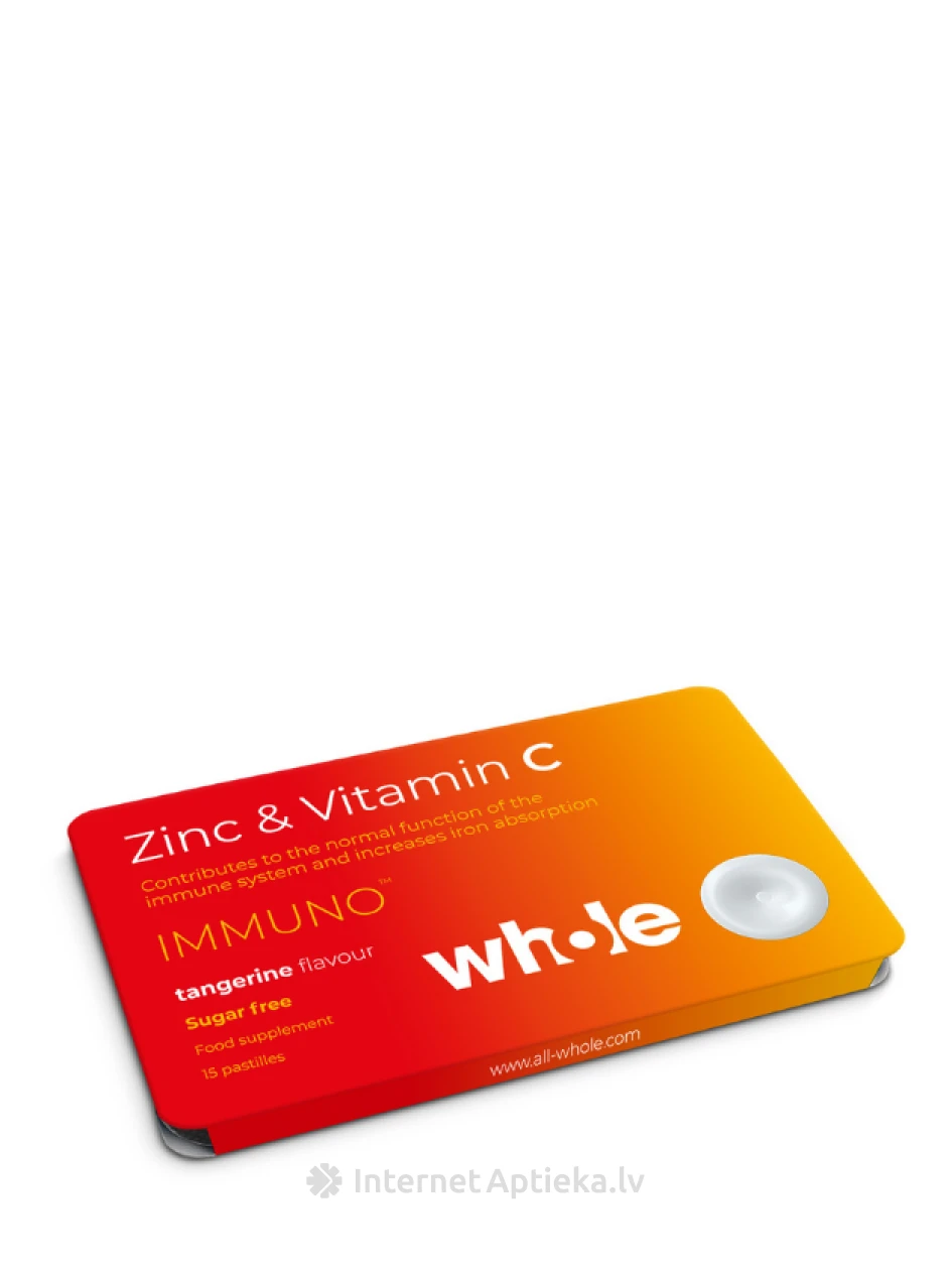 WHOLE vitamiini pastillid - tsink ja C-vitamiin, 15 tk. | internetaptieka.lv