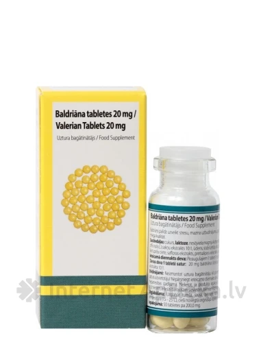 Unifarma Baldriāna 20 mg tabletės, 50 vnt | internetaptieka.lv