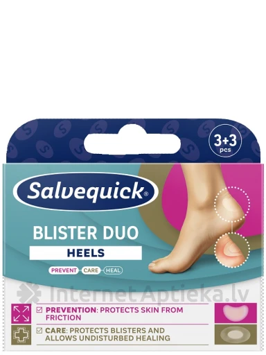 SALVEQUICK Blister Duo Heels tulznu plāksteru komplekts papēžiem, 3+3 gb. | internetaptieka.lv