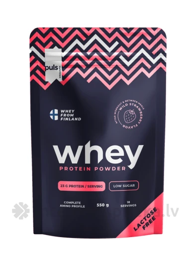 Puls Whey Proteīna pulveris bez laktozes ar meža zemeņu garšu, 550 g | internetaptieka.lv