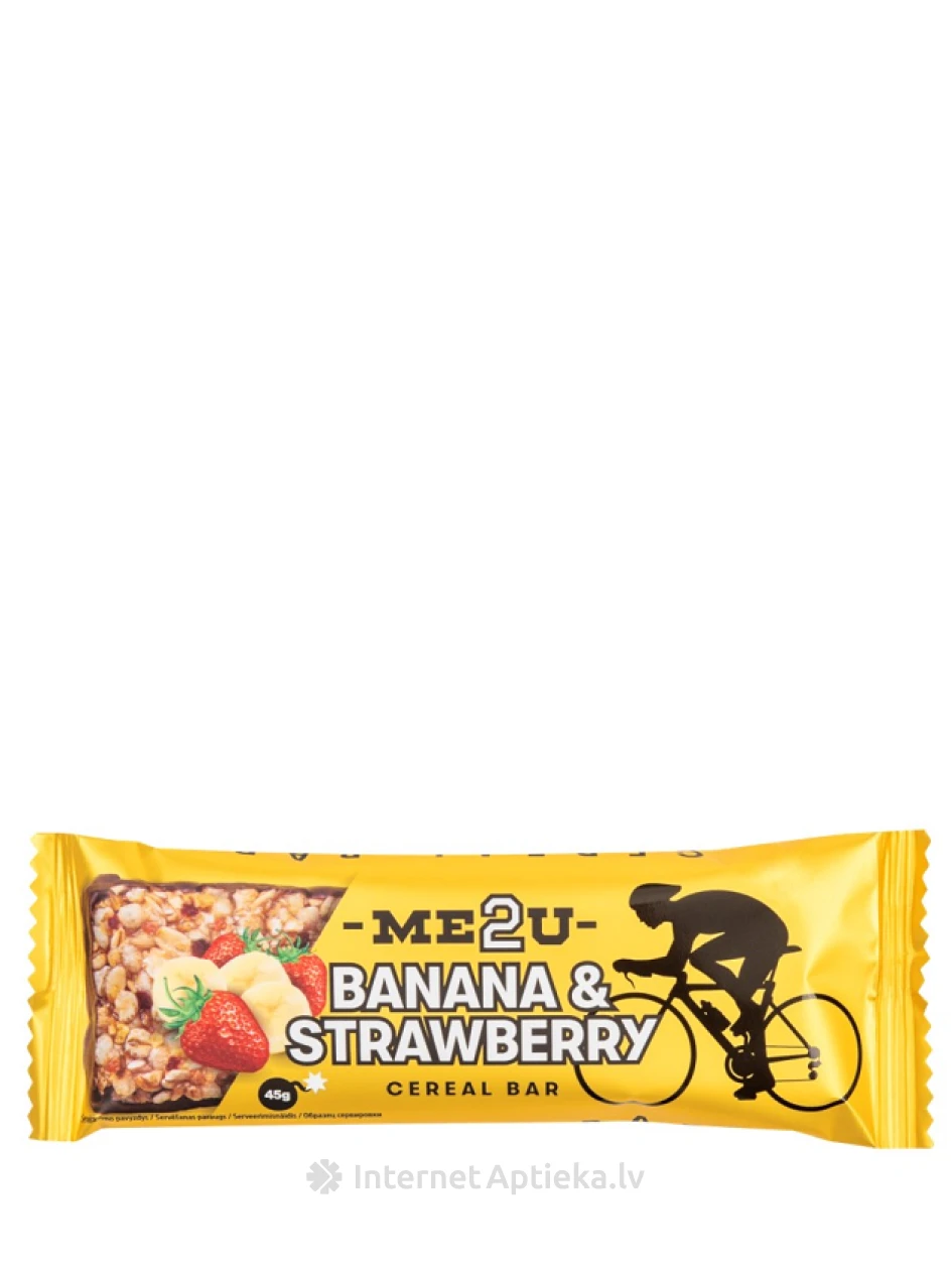 ME2U Banana & Strawberry мюсли батончик, 45 г | internetaptieka.lv