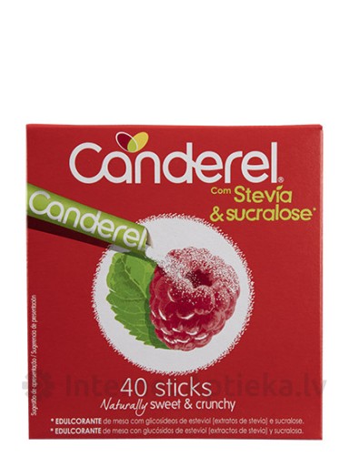 Canderel Stevia un sukraloze kristāliskais saldinātājs paciņās, 40 paciņas x 2 g