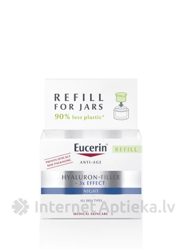 Eucerin Hyaluron-Filler nakts krēma uzpildes iepakojums, 50 ml | internetaptieka.lv