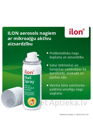 Ilon  спрей для ногтей с активной защитой от микроводорослей, 50 мл | internetaptieka.lv
