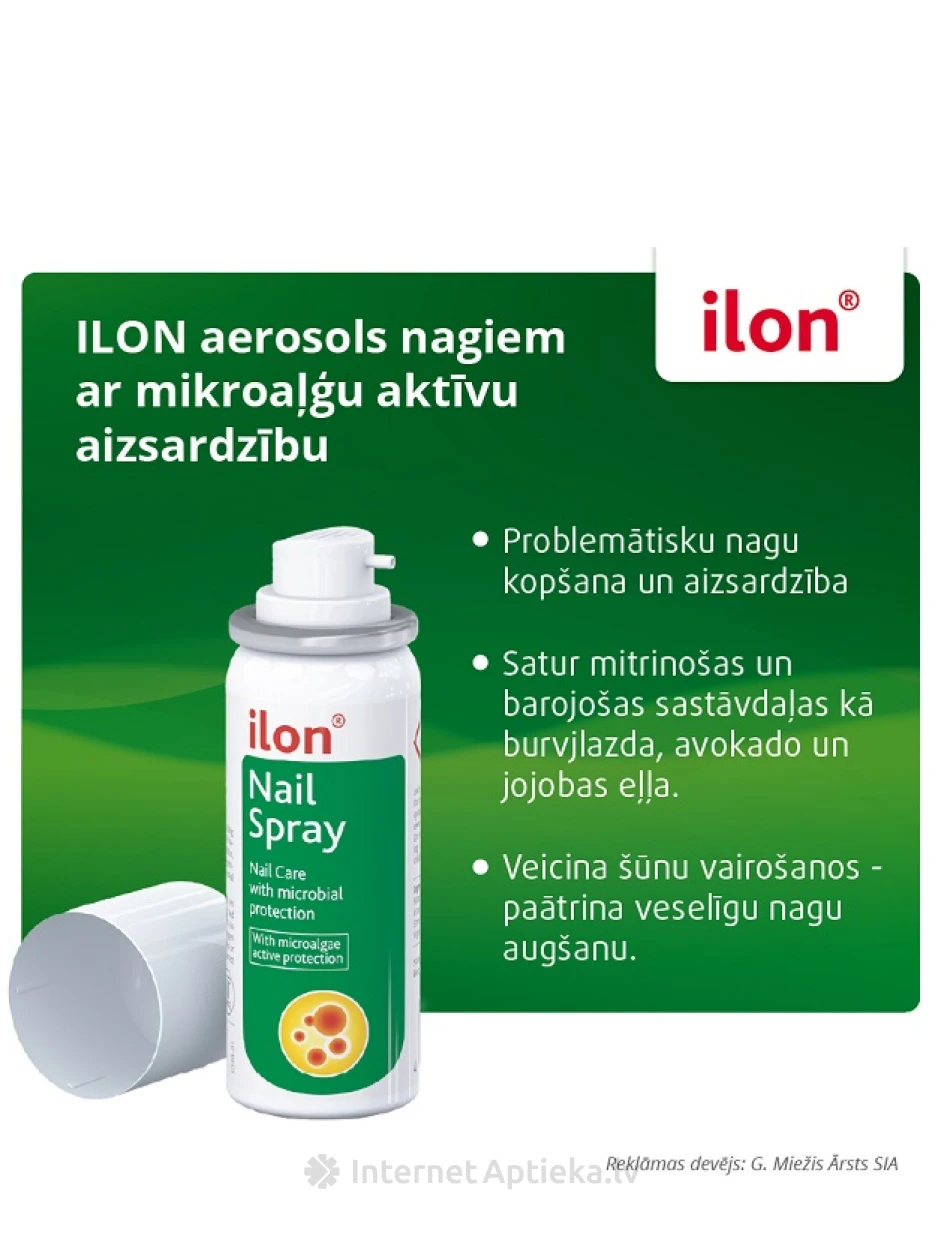 Ilon  спрей для ногтей с активной защитой от микроводорослей, 50 мл | internetaptieka.lv