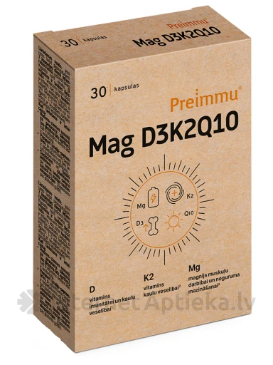 Preimmu® Mag D3K2Q10 kapsulas, 30 gb. | internetaptieka.lv
