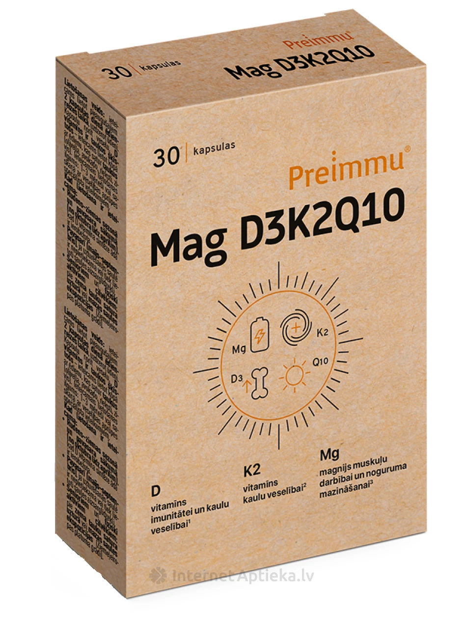 Preimmu® Mag D3K2Q10 kapsulas, 30 gb. | internetaptieka.lv