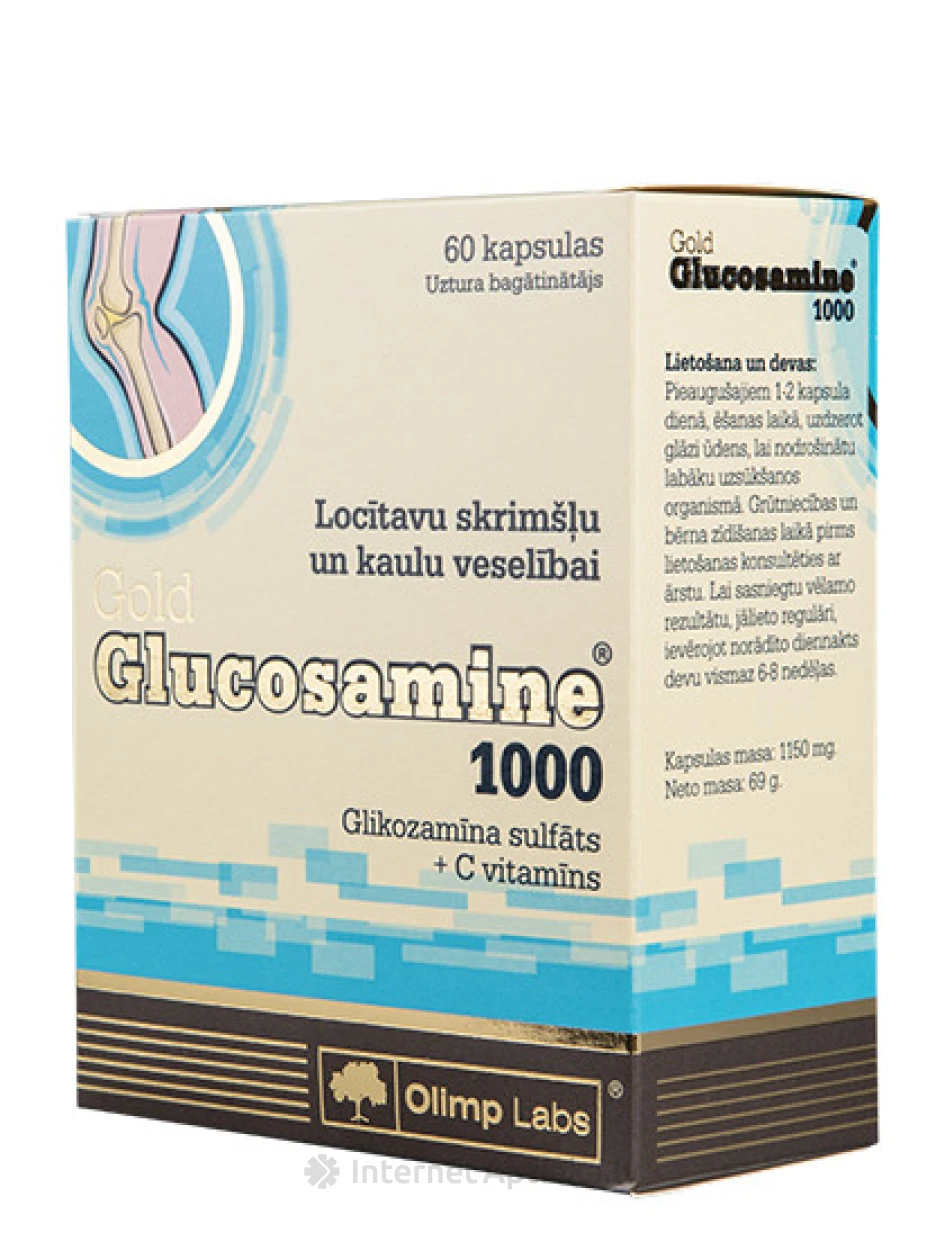 Olimp Labs Gold Glucosamine 1000, Glucosamine sulfate + C-vitamiin, 60 kapslit | internetaptieka.lv