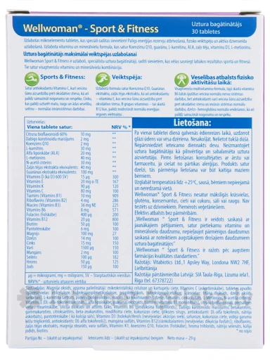 Vitabiotics Wellwoman Sport & Fitness витамины для женщин, 30 таблеток | internetaptieka.lv