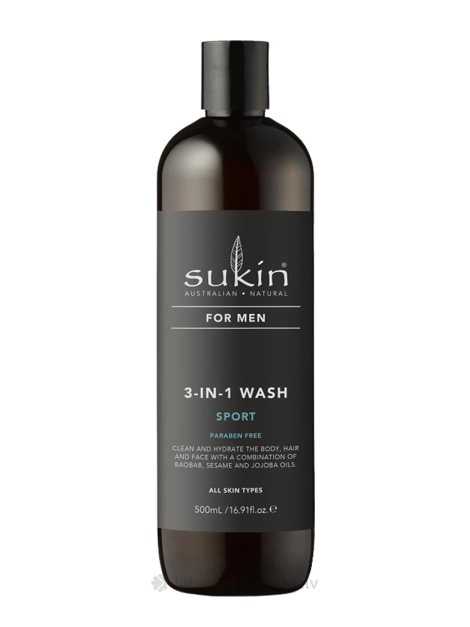 SUKIN 3in1 šampoon, dušigeel ja näopesugeel meestele, 500 ml | internetaptieka.lv