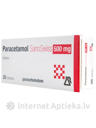 Paracetamol SanoSwiss 500 mg, 20 tabletes | internetaptieka.lv