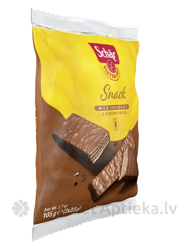Schär Snack bezglutēna šokolādes vafeles ar lazdu riekstiem, 105 g | internetaptieka.lv